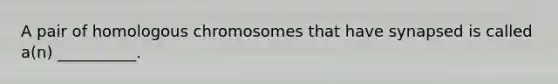 A pair of homologous chromosomes that have synapsed is called a(n) __________.