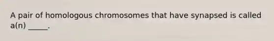 A pair of homologous chromosomes that have synapsed is called a(n) _____.