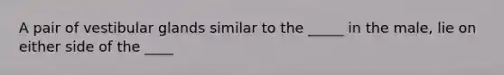 A pair of vestibular glands similar to the _____ in the male, lie on either side of the ____