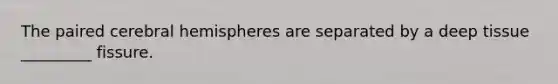 The paired cerebral hemispheres are separated by a deep tissue _________ fissure.