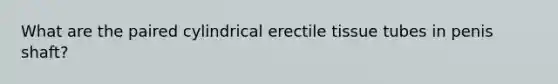 What are the paired cylindrical erectile tissue tubes in penis shaft?