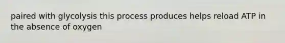 paired with glycolysis this process produces helps reload ATP in the absence of oxygen