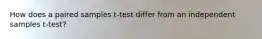 How does a paired samples t-test differ from an independent samples t-test?