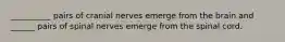 __________ pairs of cranial nerves emerge from the brain and ______ pairs of spinal nerves emerge from the spinal cord.