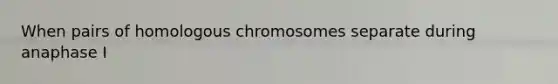 When pairs of homologous chromosomes separate during anaphase I