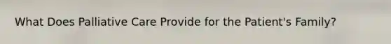 What Does Palliative Care Provide for the Patient's Family?