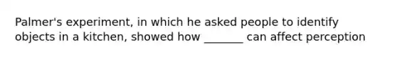 Palmer's experiment, in which he asked people to identify objects in a kitchen, showed how _______ can affect perception