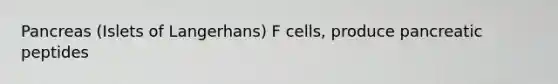 Pancreas (Islets of Langerhans) F cells, produce pancreatic peptides