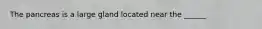 The pancreas is a large gland located near the ______