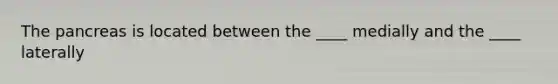 The pancreas is located between the ____ medially and the ____ laterally