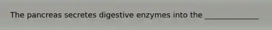 The pancreas secretes digestive enzymes into the ______________