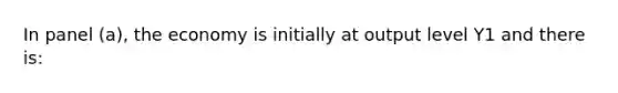 In panel (a), the economy is initially at output level Y1 and there is: