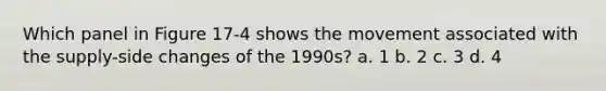 Which panel in Figure 17-4 shows the movement associated with the supply-side changes of the 1990s? a. 1 b. 2 c. 3 d. 4