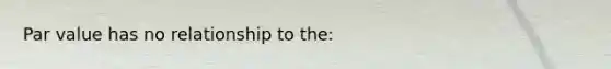 Par value has no relationship to the: