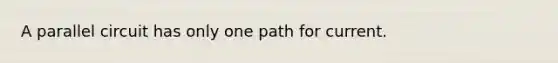 A parallel circuit has only one path for current.