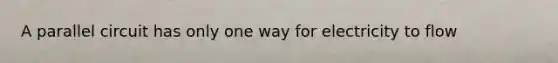 A parallel circuit has only one way for electricity to flow