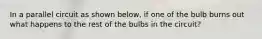 In a parallel circuit as shown below, if one of the bulb burns out what happens to the rest of the bulbs in the circuit?