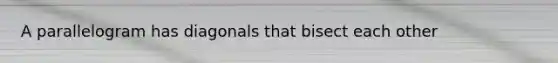 A parallelogram has diagonals that bisect each other