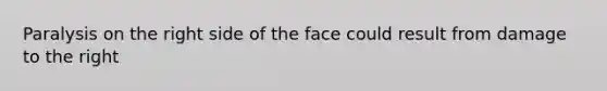 Paralysis on the right side of the face could result from damage to the right