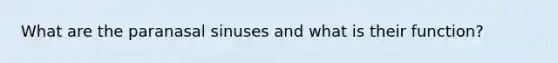 What are the paranasal sinuses and what is their function?