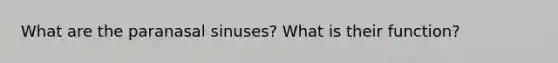 What are the paranasal sinuses? What is their function?