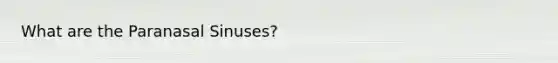 What are the Paranasal Sinuses?