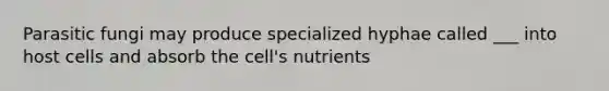 Parasitic fungi may produce specialized hyphae called ___ into host cells and absorb the cell's nutrients