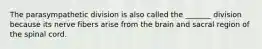 The parasympathetic division is also called the _______ division because its nerve fibers arise from the brain and sacral region of the spinal cord.