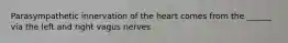 Parasympathetic innervation of the heart comes from the ______ via the left and right vagus nerves