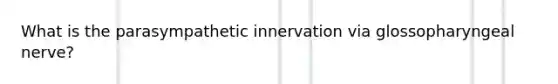 What is the parasympathetic innervation via glossopharyngeal nerve?