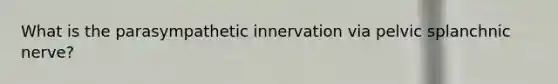 What is the parasympathetic innervation via pelvic splanchnic nerve?