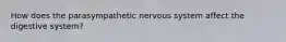 How does the parasympathetic nervous system affect the digestive system?