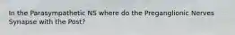 In the Parasympathetic NS where do the Preganglionic Nerves Synapse with the Post?