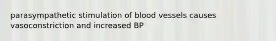 parasympathetic stimulation of blood vessels causes vasoconstriction and increased BP