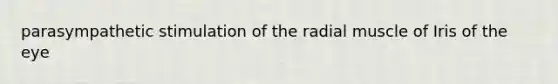 parasympathetic stimulation of the radial muscle of Iris of the eye