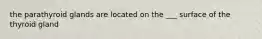 the parathyroid glands are located on the ___ surface of the thyroid gland