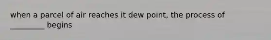 when a parcel of air reaches it dew point, the process of _________ begins