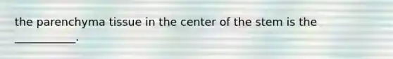 the parenchyma tissue in the center of the stem is the ___________.