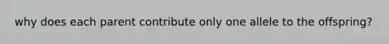 why does each parent contribute only one allele to the offspring?