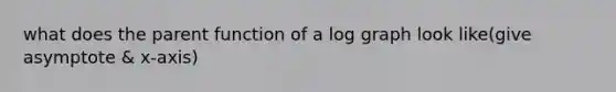what does the parent function of a log graph look like(give asymptote & x-axis)