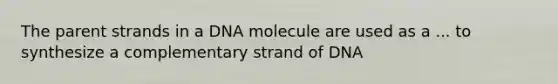 The parent strands in a DNA molecule are used as a ... to synthesize a complementary strand of DNA