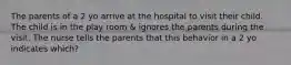 The parents of a 2 yo arrive at the hospital to visit their child. The child is in the play room & ignores the parents during the visit. The nurse tells the parents that this behavior in a 2 yo indicates which?