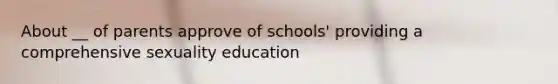 About __ of parents approve of schools' providing a comprehensive sexuality education