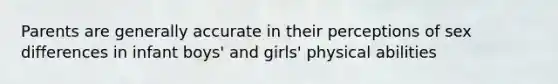 Parents are generally accurate in their perceptions of sex differences in infant boys' and girls' physical abilities