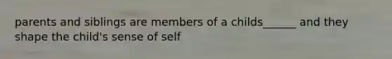 parents and siblings are members of a childs______ and they shape the child's sense of self