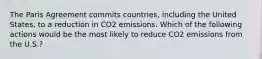 The Paris Agreement commits countries, including the United States, to a reduction in CO2 emissions. Which of the following actions would be the most likely to reduce CO2 emissions from the U.S.?