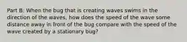 Part B: When the bug that is creating waves swims in the direction of the waves, how does the speed of the wave some distance away in front of the bug compare with the speed of the wave created by a stationary bug?