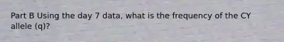 Part B Using the day 7 data, what is the frequency of the CY allele (q)?