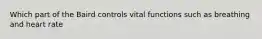 Which part of the Baird controls vital functions such as breathing and heart rate