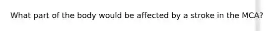 What part of the body would be affected by a stroke in the MCA?